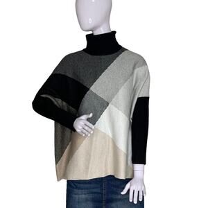 Joseph A. Colorblock Boxy Turtleneck Sweater Size S